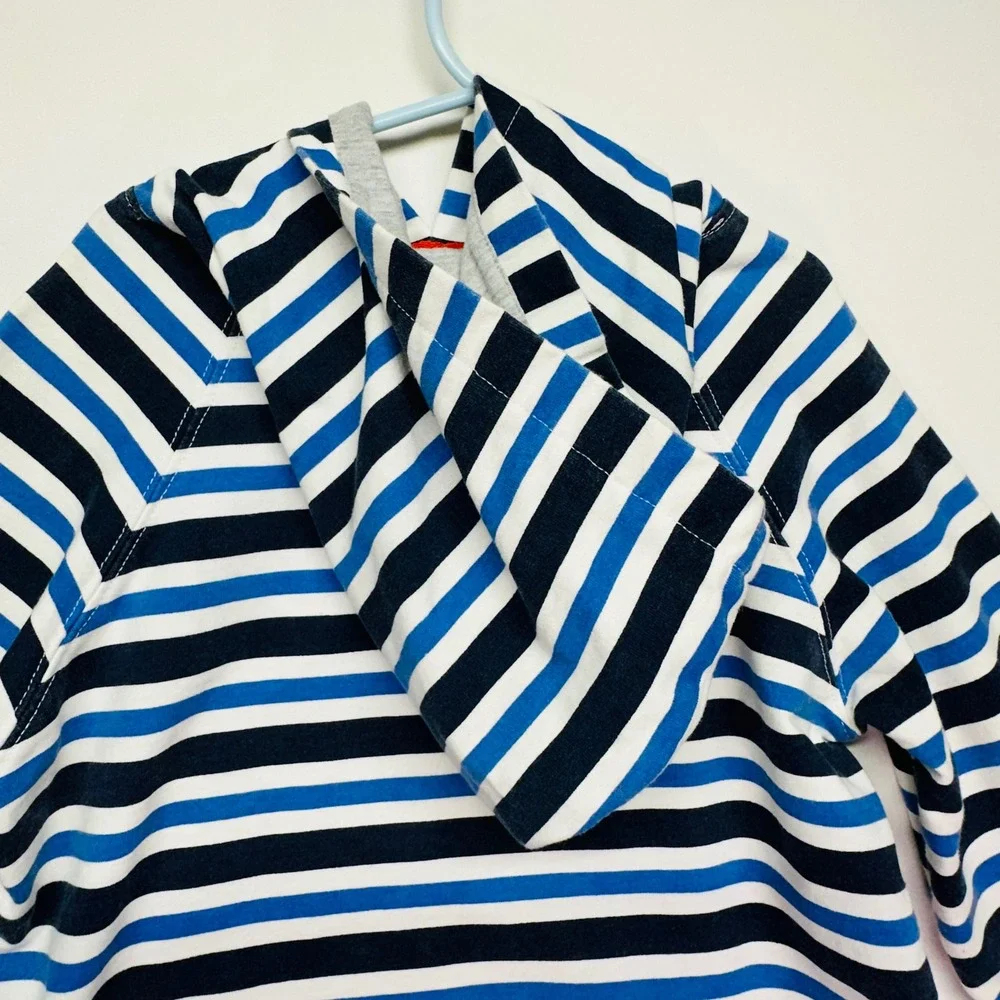 Generation Joy Blue Nautical Striped Hoodie Lined Hood Little Boys Large 4/5 6/7
